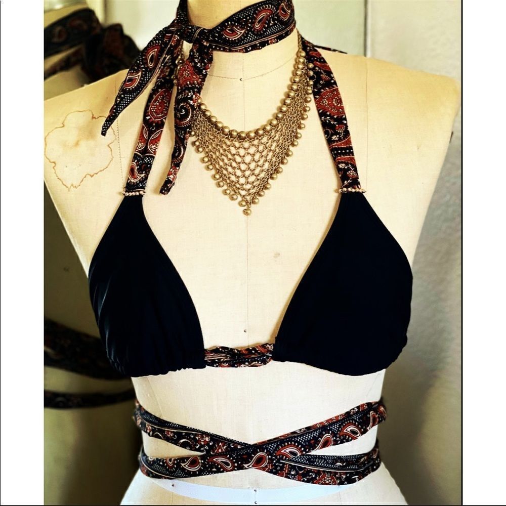 Handmade  scarf bikini top